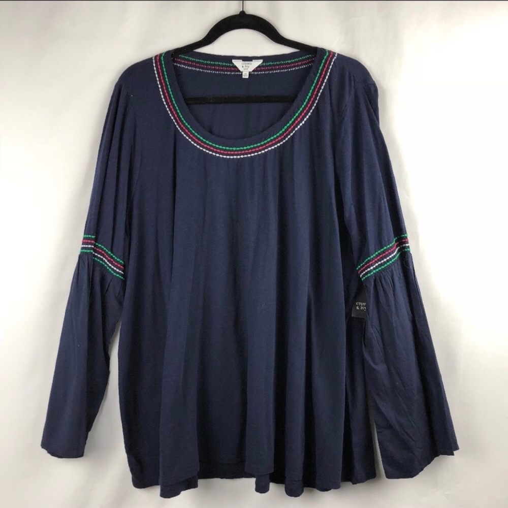 Crown & Ivy Plus Size Large Bell Sleeve Top - NWT - Picture 4 of 7